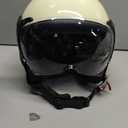 Yesmotor 3/ 4 Motorcycle Helmets Retro Open Face Scooters Helmet with Clear Visor for Men and Women- DOT Approved（White, L）