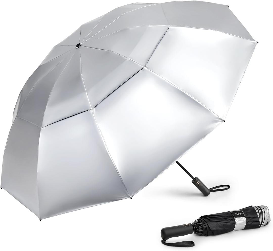 G4Free 62 Inch Large Golf Umbrella Compact Reverse Travel Umbrella 10 Ribs Windproof for Rain Double Canopy Automatic Open Close