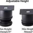 Set of 4 Stainless Steel Furniture Legs 2 Inch, Adjustable Round Cabinet Legs 2" Dia Kitchen Feet, Metal Replacement Legs for Cabinet Sofa Couch Shelves Table (Black)