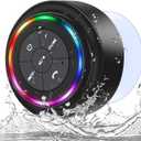 HAISSKY Bluetooth Shower Speakers, Waterproof Bluetooth Speaker with RGB Lights IPX7 Waterproof Wireless Speaker with Suction Cup HD Sound Pairs to Phones, Tablets, for Bathrooms, Outdoor, Party, Beach