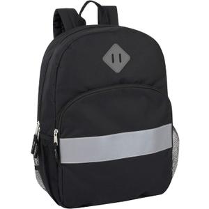 Trail maker Kids Reflective Backpack for School, Colorful Backpack with Reflector Strips, Side Pocket, Padded Straps (Black)
