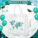 Shinylin 24 Pcs Green Graduation Plastic Gift Bags with Handles PVC Reusable Treat Bags Goody Candy Snack Treat Gift Tote Bag for Graduation Party Favor