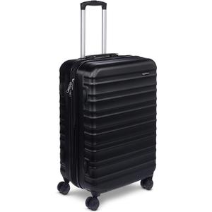 26" Hardside Medium Checked Luggage, Hardshell Suitcase With Wheels, Expandable For Up to 15% More Space, With Scratch-Resistant Surface, Four Multi-directional Wheels, Black