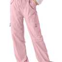 Cargo Pants for Girls Parachute Baggy Joggers Elastic Waist Wide Leg Hip Hop Dance Outfits Size 7-14 (13-14 Years, Pink)
