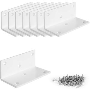 8 PCS Iron 4 Inch L Right Angle Bracket with Screws, 4" x 2" x 2" Metal Joint Bracket 90 Degree Corner Brace for Wood Bookshelf Furniture Cabinet, Thickness 3 mm Heavy Duty White Brackets