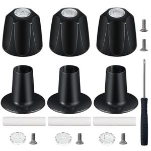 Black Shower Knob Replacement Kit,Shower Knobs Include Base Connectors Screws,Bathtub Faucet Handle Remodel Trim Kit,Compatible with Pfister Verve Tub Shower Knob Replacement,Shower Faucet Handle