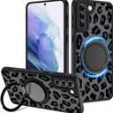 Fiyart Designed for Samsung Galaxy S21 Plus Case Leopard Ring Holder Kickstand Magnetic Bumper Compatible with MagSafe Camera Lens Protection for Women Men Cheetah Print S21+ 6.7"-Black