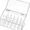 Foraineam 3 Pack Lipstick Holder Organizer with Lid, 18 Spaces Clear Acrylic Lipstick Display Stand Container, Dust-proof Beauty Makeup Storage Case for Cosmetic Dresser Vanity Cabinet Display