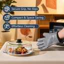 Glass Microwave Splatter Cover for Food Plates & Cookware with Oven Mitts, Borosilicate Glass Splatter Lid Guard with Vent Hole & Easy Grip Silicone Handle, 100% BPA Free & Dishwasher Safe