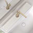 Kitchen Faucet Mat, Diatomite Sink Faucet Mat Splash Guard for Kitchen, Water Absorbing Stone Tray for Sink, Quick Drying Faucet Mat for Kitchen Sink, Absorbent Stone Drying Tray for Bathroom Counter (23.7" x 4", White Gray Style 2)