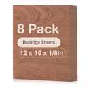 8 Pack Bubinga Plywood Sheets, 12 x 16 x 1/8 Inch, 3mm Plywood for Laser Cutting and Engraving, Thin Unfinished Wood Sheets Blanks for Architectural Models and DIY Crafts
