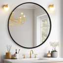 USHOWER Black Round Mirror for Over Sink 24-inch, Circle Bathroom Mirror, Metal Frame Vanity Mirror, Modern Wall Mirror for Entryway Living Room