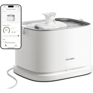 PETLIBRO Upgrade Cat Water Fountain Stainless Steel Tray, Dockstream 2 Smart App Monitoring Cat Fountain for Drinking, 3L/101oz Pet Water Fountain for Cats, 5G WiFi Auto Cat Water Dispenser Dog (White)