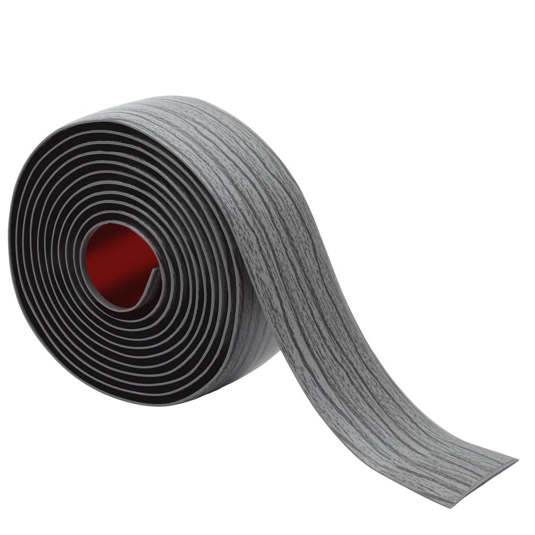 Floor Transition Strip 2" Self Adhesive Flat Vinyl Flooring Transitions Strip with Strong Backing Wood Grain 5cm, 10FT, Deep Grey