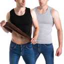 Flygo 2 Pack Thermal Tank Top Men Cotton Winter Warm Fleece Lined Underwear Sleeveless Vest Undershirt(Black+LightGrey, Large)
