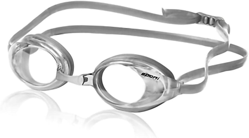 Sporti Unisex Adult Swimming Goggles, Antifog Swim Goggles for Men & Women, Shatter-resistant, Double Straps, Variety Designs (Clear Lens/Silver Frame)
