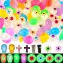120 Pcs Halloween Luminous Mini Resin Eyeballs Bulk Small Resin Skull Tiny Cross Figurine Small Coffin Statue Miniature Decor for Halloween Party Fun Prank Party Favors Accessories