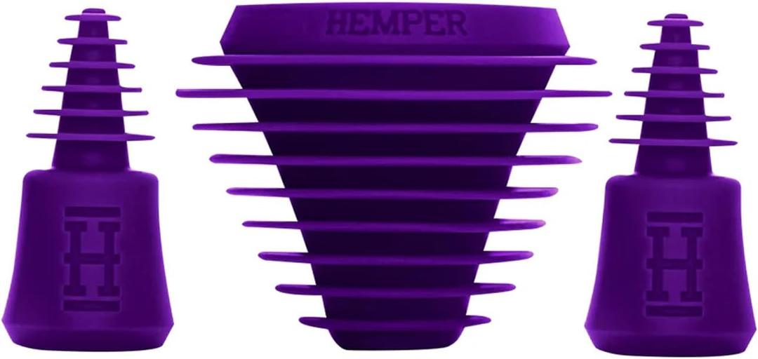 Hemper Plugs + Caps | Universal Cleaning Plugs for Glass Water Pipes and More | Fits Male & Female Joints | Leak-Proof Seal | Hassle-Free Cleaning | Durable, Reusable & Easy to Use - (Purple)
