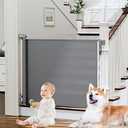PRObebi Retractable Baby & Dog Gate - Extends to 54" Wide, 34" Tall - Stair, Doorway & Hallway Use