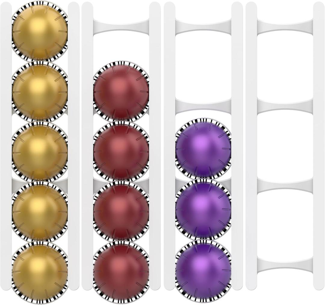 Coffee Pod Holder Compatible with Nespresso VertuoLine Capsules  20-Pod Space-Saving Organizer for Wall, Cabinet, or Under-Counter Mount, White