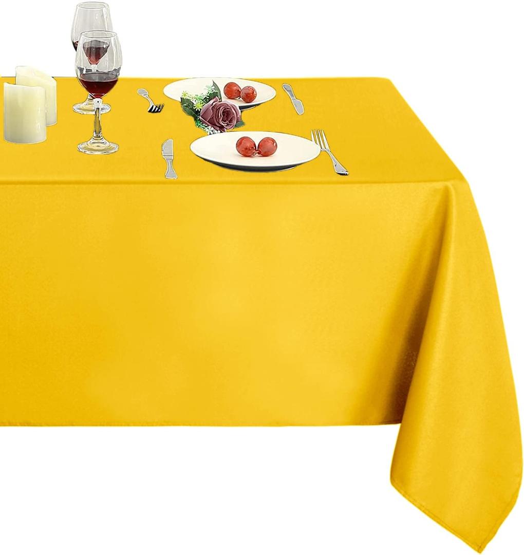 Obstal 210GSM Rectangle Table Cloth - Heavy Duty Water Proof Microfiber Tablecloth, Decorative Fabric Table Cover for Outdoor and Indoor Use (Yellow, 60 x 102 Inch)