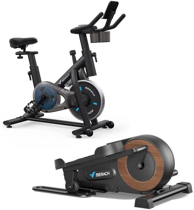 MERACH S26 Exercise Bike & E43 Under Desk Elliptical Machine