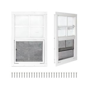 COLORPAPA 2 Pack Shed Windows,12" x 18" Small Sliding Windows,Flush Mount Windows with Tempered Glass and Fiberglass Screen for Shed, Chicken Coop, Playhouse, Household, Garage, Barns (White)