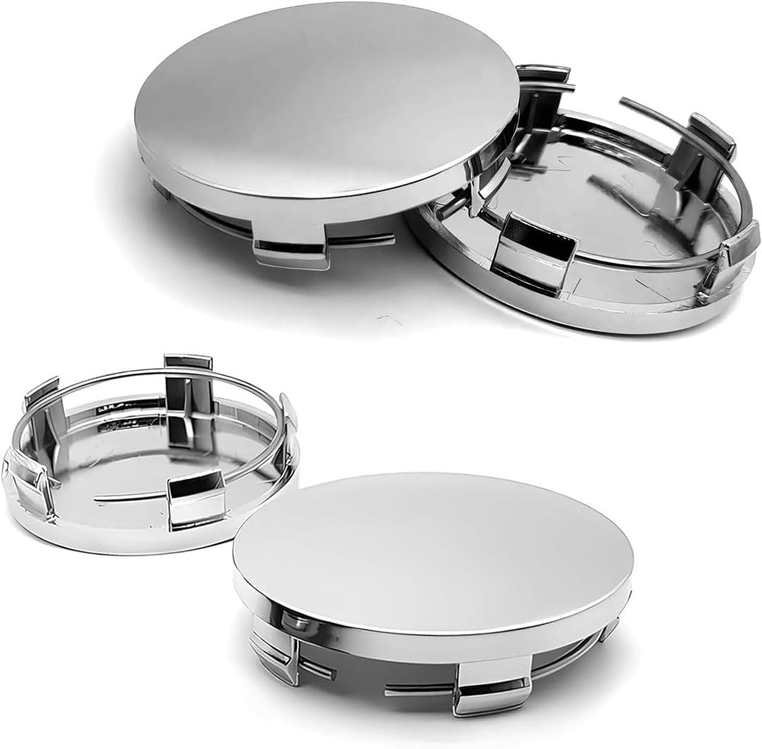 4 PCS Car Wheel Center Caps, 2" x 1.9" x 0.6" Snap-On Wheel Hub Center Caps, Vehicle Rim Hub Cap Replacement Accessories, Universal for Most Cars (Silver)