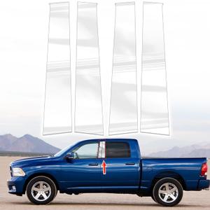 Door Pillar Posts Trim,Door Window Outer Pillar Post Panel Covers fit for Dodge Ram 1500 2500 3500 2009-2018,Pillar Moldings,Anti Scratches Chrome 4PCS