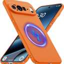 GRECAZO Magnetic Slim Case Fit for Google Pixel 10 Pro XL Case(2025)[Compatible with PixelSnap/Magsafe] Ultra-Thin Lightweight Durable Minimalist Matte Hard Cover Shockproof Non Slip Ring-Orange
