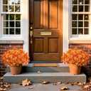 Alupssuc 20 Bundles Artificial Fall Flowers for Outdoors Decoration, UV Resistant Silk Colorful Morning Glory Realistic Faux Flowers Plants for Planter Porch Patio Yard Balcony, Fall Yellow&Orange