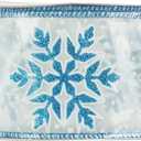 MEEDEE 2.5 Inch White Ribbon with Blue Glitter 10 Yards Wired Snowflake Ribbons Blue and White Ribbon for Christmas Tree, Winter Holiday Decor, Garlands, Wreaths, Gift Wrapping
