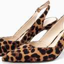 Rilista Women's Slingback Kitten Heels Closed Pointed Toe Backless Wedding Party Dress Pumps Shoes,Leopard/Suede, 9