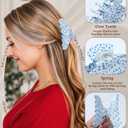 Acetate Hair Claw Clips for Women 3.9 Inch Large French Banana Clip and 2 PCS Small No-Slip Claw Clips for Thick or Thin HairBlue+White