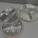 Stainless Steel Suction Plates for Toddlers, 8" Divided Kids Baby Plates with Removable Silicone Suction, Non Toxic Non Slip Portion Control Snack Dishes 3 Packs, Pink Beige Lilac