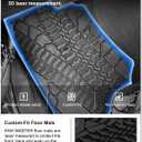 KIWI MASTER Floor Mats for 2007-2013 Jeep Wrangler JK 4-Door, OEM Replacement 82210166AC, Custom Fit All Weather Car Mats, Heavy Duty TPE Floor Liners, Front & Rear 2 Row, Black