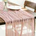 LINXTAR Dusty Pink Table Runner Cheesecloth Table Runner 14FT Farmhouse Table Runners 160 Inches Spring Decor Easter Table Centerpiece for Wedding Boho Baby Shower Birthday