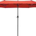 HERA'S PALACE 13 ft Rectangle Patio Umbrellas, Large Outdoor Umbrella with Crank, Powerful UV Protective, Table Umbrella Outdoor Patio for Backyard, Pool, Garden, Deck (Orange Red)