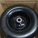 11x4.00-5 Flat Free Tire and Wheel (2 Pack),Universal 11x4-5 Solid Smooth Tractor Turf Tire with Rim, 3.4" Centered Hub and 3/4" & 5/8" Bushing, For Zero Turn Mowers and Riding Lawn Mower (Black)