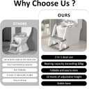 DEEKI Potty Training Seat Upgrade 2 in 1 Toddler Training Toilet Chair Potty Seat with Step Stool Ladder for Baby Kids Boys Girls(Grey)
