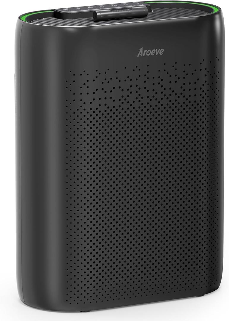 AROEVE Air Purifiers for Home Large Room with Automatic Air Detection Cover 1095 Sq.Ft Impressive Filter Layer Remove Dust, Pet Dander, Pollen for Home, Bedroom, Dorm Room, MKD05-Black (Middle, Black)