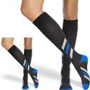 Neon X Compression Socks for Women & Men 20-30mmHg (2 pairs) Best Support for Running Athletic Cycling Nursing Pregnancy Travel Work and Fitness (Small-Medium, Black/Black)