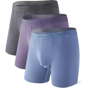 DAVID ARCHY Men's Modal Underwear Boxer Briefs & Trunks, Breathable Soft Anti-Chafe Comfort, Dual Pouch Support, 3 or 4 Pack,  Large
