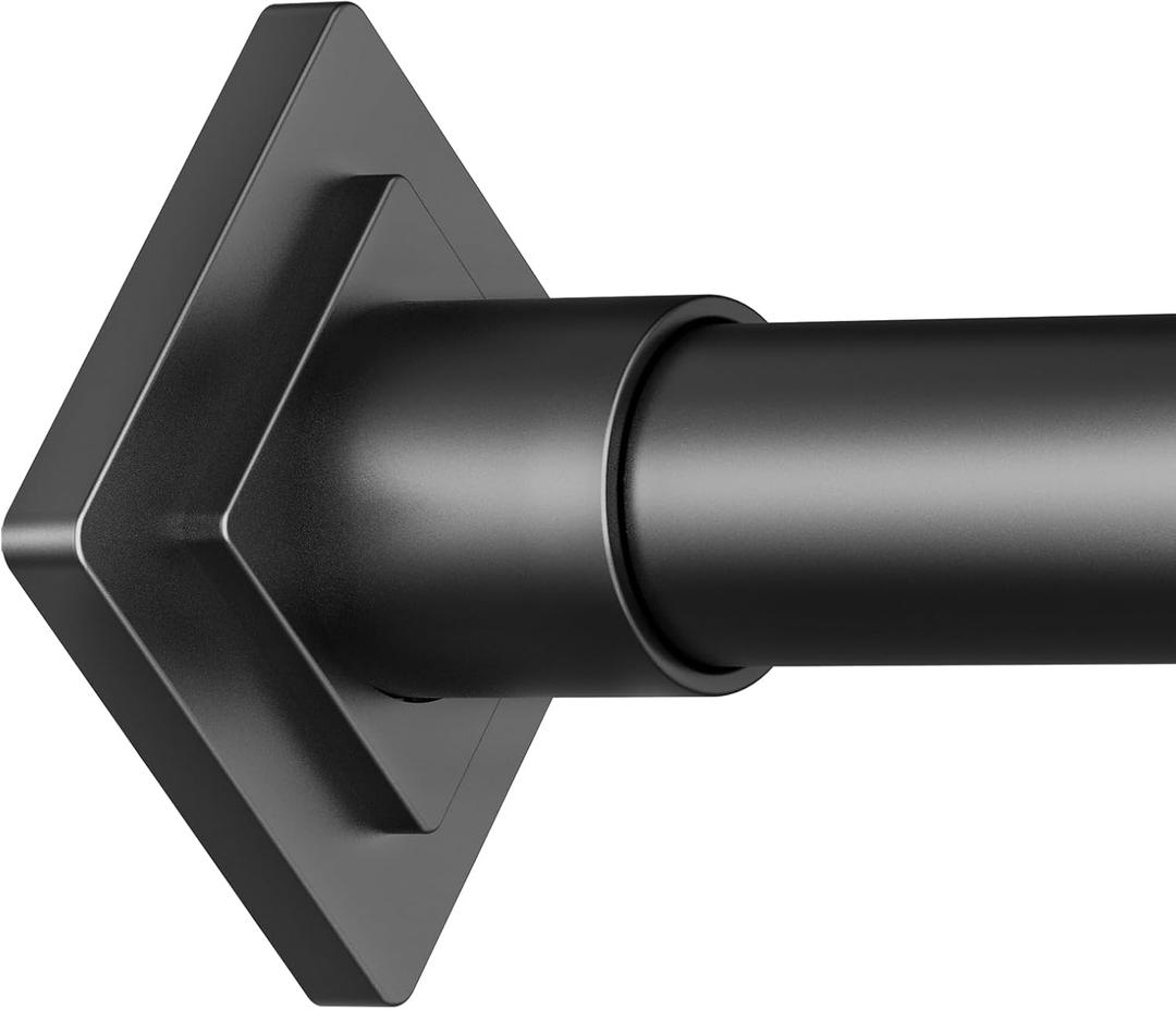 Black Shower Curtain Rod Spring Tension 30 to 68 Inch,1 Inch Diameter Adjustable Shower Rods for Bathroom, No Drilling