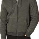 Amazon Essentials Hoodie For Men, Sherpa-Lined Full-Zip Fleece Sweatshirt (Medium, Charcoal Heather)