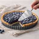 9 Inch Perforated Quiche Pan for Crispy Crust w/Cake Server. Removable Bottom, Non-Stick Coating, Rugged Carbon Steel Dish for Tart Quiche Pie Baking. Gift for Christmas Thanksgiving Party (Perforated 9.5IN*1.2IN)