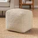 Anji Mountain Pouf Ottoman Foot Rest, Handmade Ottoman Pouf, Comfortable Foot Stool, Decorative Floor Seating for Living Room Decor, Bedroom & Home Dcor Accent - Ivory