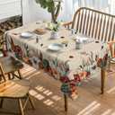 Horaldaily Fall Tablecloth 60104 Inch Rectangular, Flower Autumn Harvest Pumpkin Washable Seasonal Table Cover for Party Picnic Dinner Decor