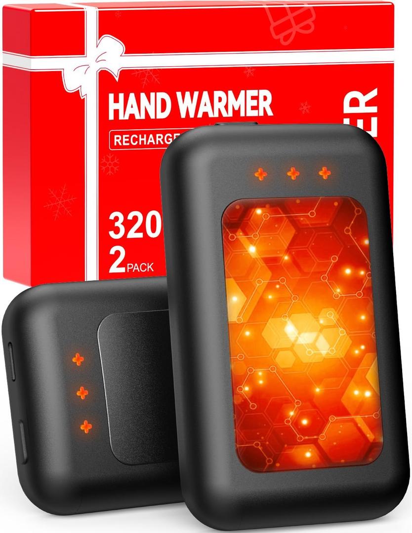 Hand Warmers, Hand Warmers Rechargeable, Reusable Portable Electric Hand Warmer, Fast Intelligent Heating in 1 Second, Gifts for Christmas, Outdoor, Golf, Hunting, Camping Accessories (Black 2Pack)