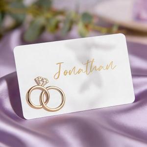 UNIQOOO 24Pcs Decorative Diamond Ring Place Card Holders Bulk, Matching Rings Name Card Holders, for Wedding Engagement Decor, Table Setting, Name Tag, Party Food Labels